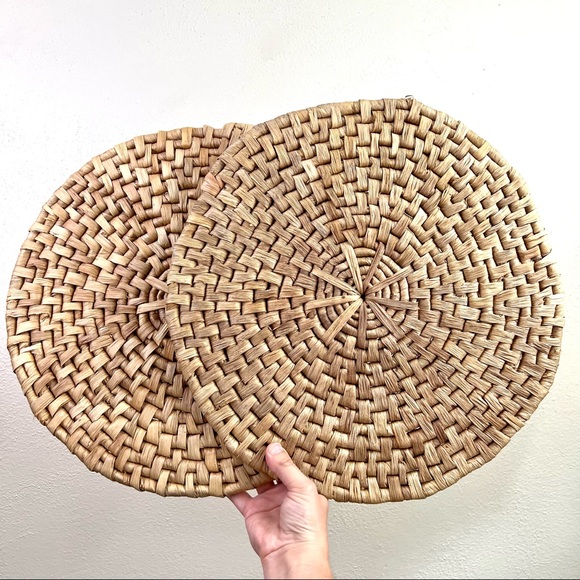 Target Other - Woven Oversized Chargers Banana Leaf Rattan Placemats Table Top Decor Set Of 2